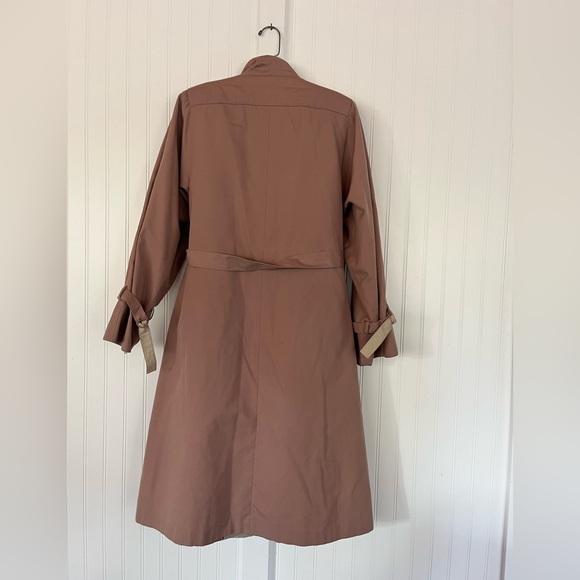 Vintage Mauve Trench Coat Belted Faux Fur Lined Light Purple Weather Resistant - Picture 11 of 15